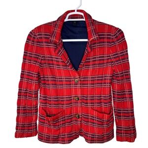 Marc by Marc Jacobs Knit Blazer Women's Medium Red Plaid 100% Wool Button Up